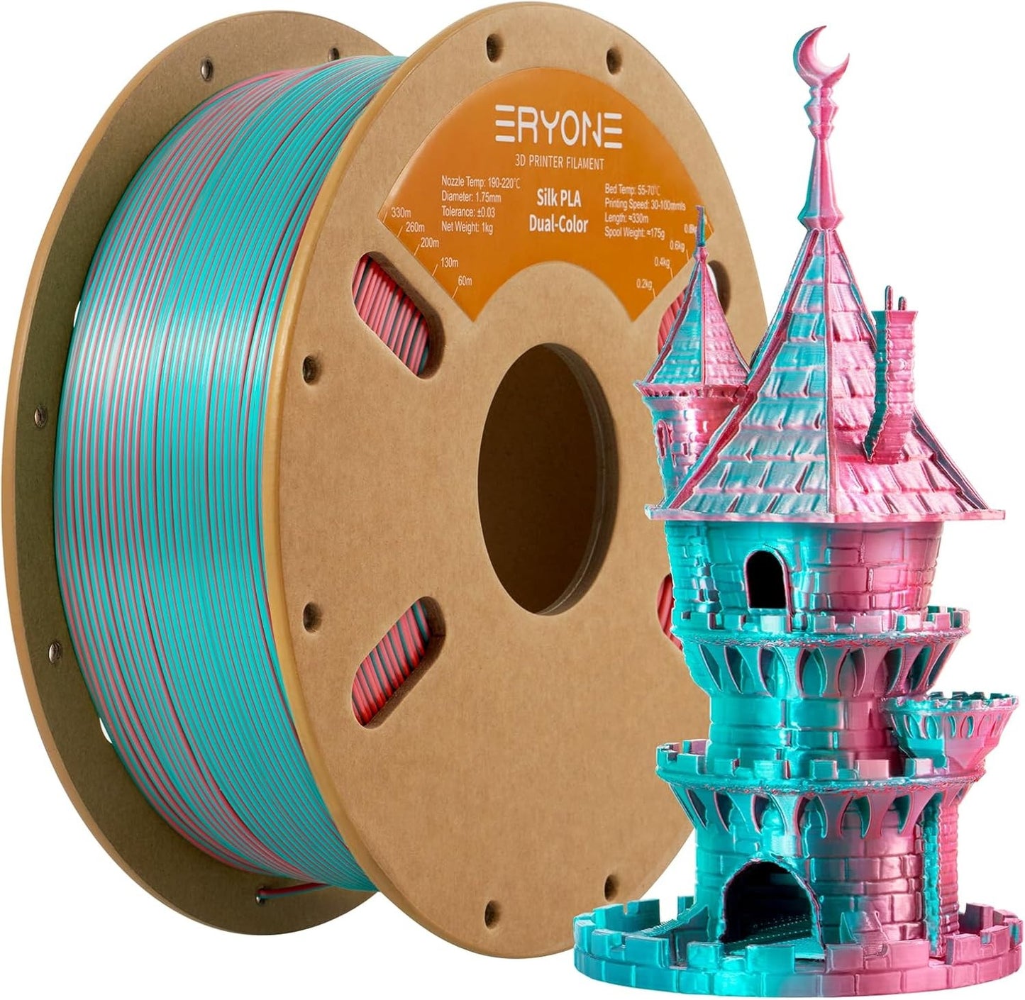 TEAL & ORANGE RED SILK Filament Eryone