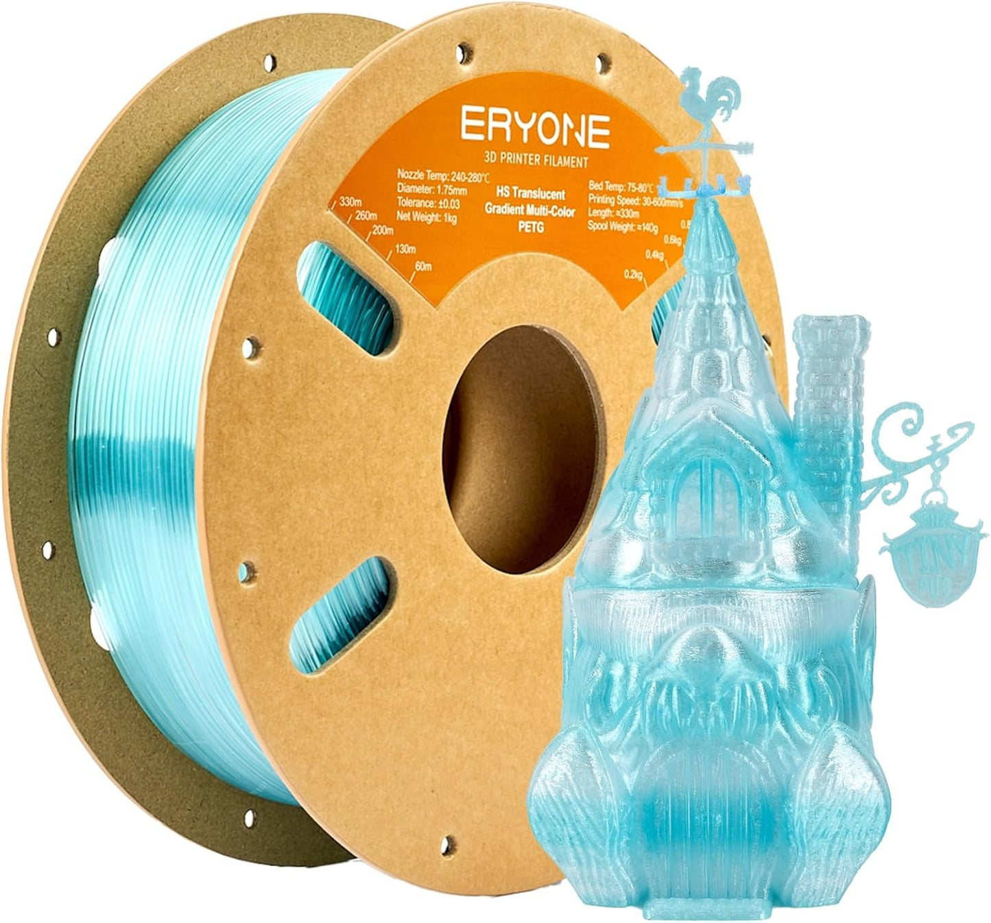 Light Blue and Transparent PETG Eryone