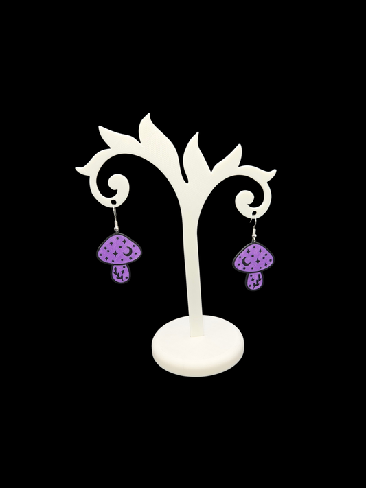 Enchanted Mushroom Earrings Purple/Black