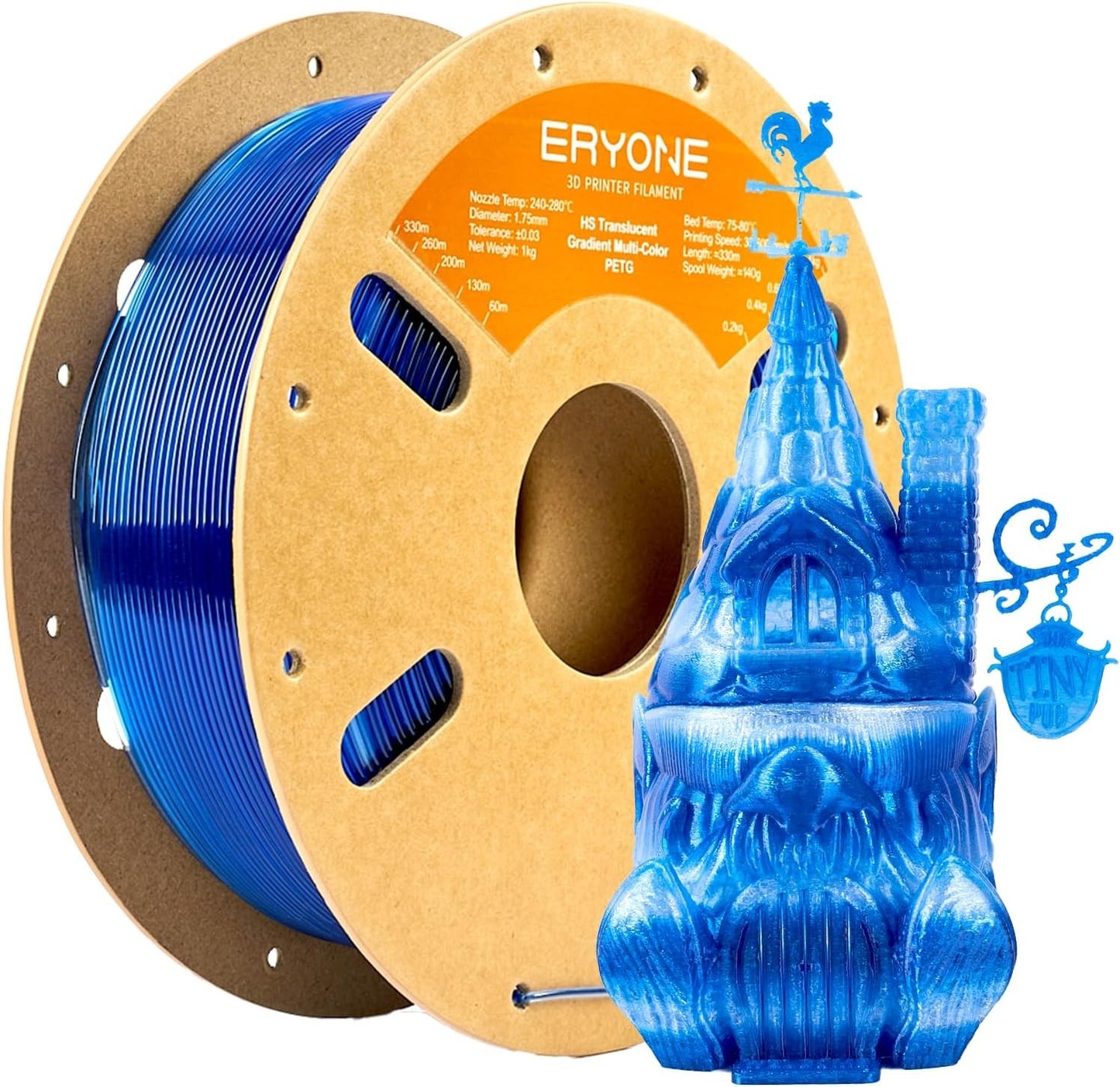 Dark Blue and Transparent PETG Eryone